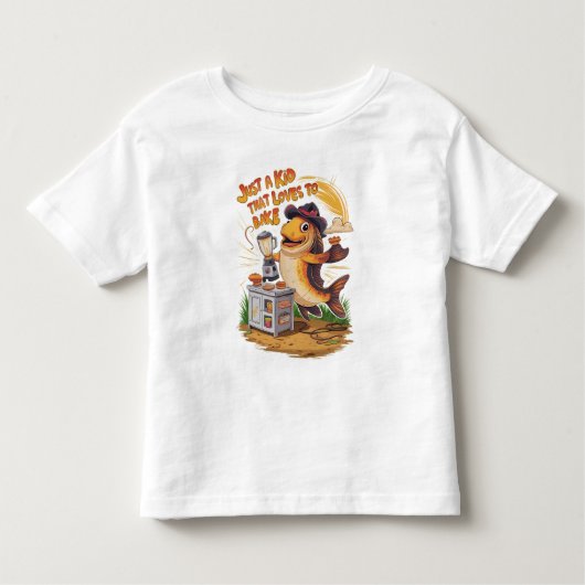Whimsical Fish in Cowboy Pet Whirls a Blender Kinder Shirts (Voorkant)