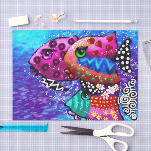 Whimsical Fish Trio Funky Decoupage Tissuepapier (Craft)