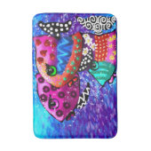 Whimsical Fish Trio Kleurrijk Abstract Nautisch Badmat (Voorkant Verticaal)