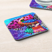 Whimsical Fish Trio Kleurrijk Abstract Nautisch Bier Onderzetter (Linkerzijde)