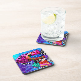 Whimsical Fish Trio Kleurrijk Abstract Nautisch Bier Onderzetter