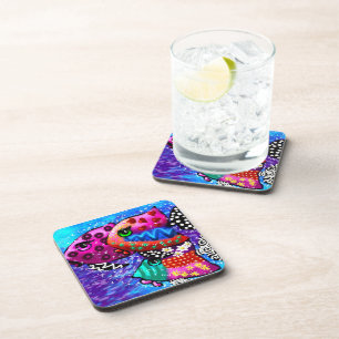 Whimsical Fish Trio Kleurrijk Abstract Nautisch Bier Onderzetter
