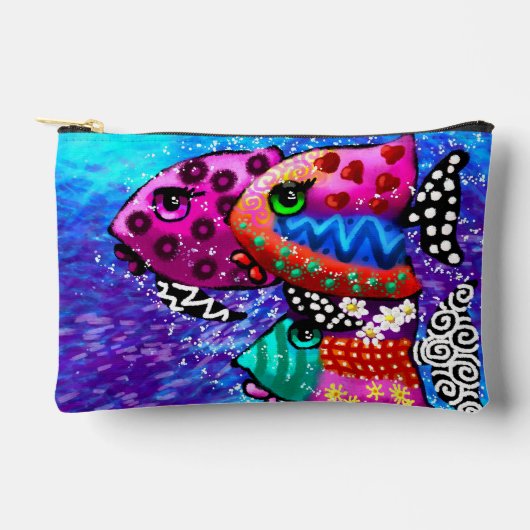 Whimsical Fish Trio Kleurrijk Abstract Nautisch Etui (Voorkant)