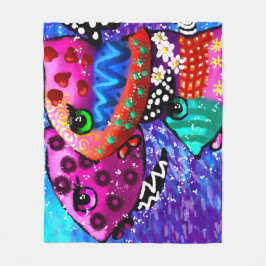 Whimsical Fish Trio Kleurrijk Abstract Nautisch Fleece Deken