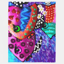 Whimsical Fish Trio Kleurrijk Abstract Nautisch Fleece Deken