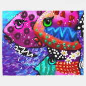 Whimsical Fish Trio Kleurrijk Abstract Nautisch Fleece Deken (Voorkant (Horizontaal))