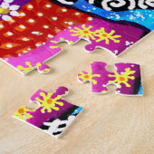 Whimsical Fish Trio Kleurrijk Abstract Nautisch Legpuzzel (Zijkant)