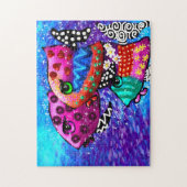 Whimsical Fish Trio Kleurrijk Abstract Nautisch Legpuzzel (Verticaal)