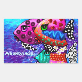 Whimsical Fish Trio Kleurrijk Abstract Nautisch Rechthoekige Sticker