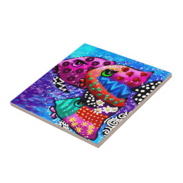 Whimsical Fish Trio Kleurrijk Abstract Nautisch Tegeltje