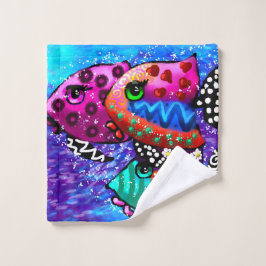 Whimsical Fish Trio Kleurrijk Abstract Nautisch Washandje
