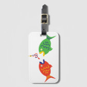 Whimsical Fishing Luggage Tag Bagagelabel (Voorkant (verticaal))