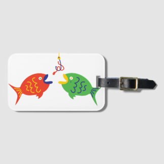 Whimsical Fishing Luggage Tag Bagagelabel
