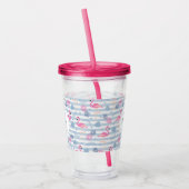 Whimsical Flamingo & Pineapple Pattern Acryl Drinkbeker (Links)