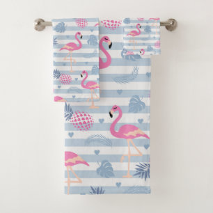 Whimsical Flamingo & Pineapple Pattern Bad Handdoek