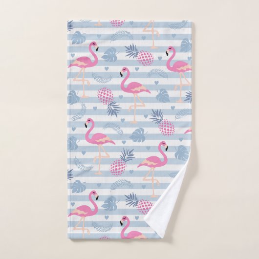 Whimsical Flamingo & Pineapple Pattern Bad Handdoek (Handdoek)