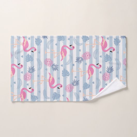 Whimsical Flamingo & Pineapple Pattern Bad Handdoek (Handdoek)