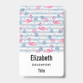 Whimsical Flamingo & Pineapple Pattern Badge