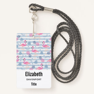 Whimsical Flamingo & Pineapple Pattern Badge