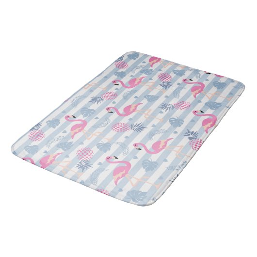 Whimsical Flamingo & Pineapple Pattern Badmat (Gekanteld)