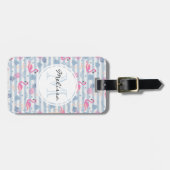 Whimsical Flamingo & Pineapple Pattern Bagagelabel (Voorkant horizontaal)