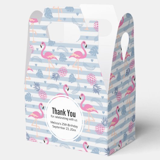 Whimsical Flamingo & Pineapple Pattern Bedankdoosjes (Geopend)