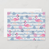 Whimsical Flamingo & Pineapple Pattern Briefkaart (Voorkant / Achterkant)