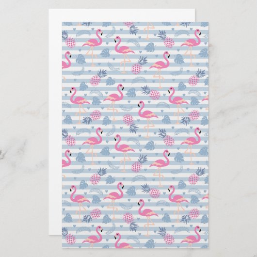 Whimsical Flamingo & Pineapple Pattern Briefpapier (Voorkant / Achterkant)