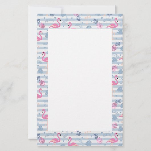 Whimsical Flamingo & Pineapple Pattern Briefpapier (Voorkant)