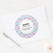 Whimsical Flamingo & Pineapple Pattern Business Ronde Sticker (Envelop)