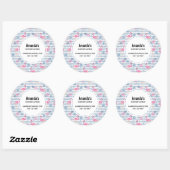 Whimsical Flamingo & Pineapple Pattern Business Ronde Sticker (Vel)