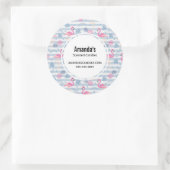 Whimsical Flamingo & Pineapple Pattern Business Ronde Sticker (Tas)