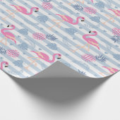 Whimsical Flamingo & Pineapple Pattern Cadeaupapier (Hoek)