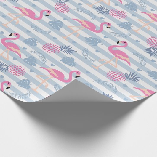 Whimsical Flamingo & Pineapple Pattern Cadeaupapier (Hoek)