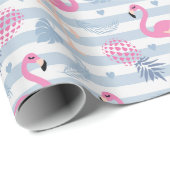 Whimsical Flamingo & Pineapple Pattern Cadeaupapier (Rol Hoek)