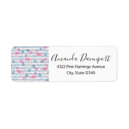 Whimsical Flamingo & Pineapple Pattern Etiket