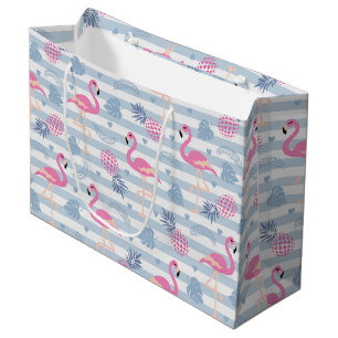 Whimsical Flamingo & Pineapple Pattern Groot Cadeauzakje