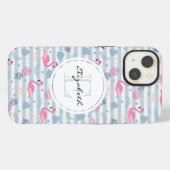 Whimsical Flamingo & Pineapple Pattern iPhone Hoesje (Achterkant horizontaal)