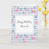 Whimsical Flamingo & Pineapple Pattern Kaart (Gele Bloem)