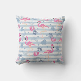 Whimsical Flamingo & Pineapple Pattern Kussen