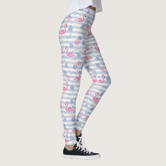Whimsical Flamingo & Pineapple Pattern Leggings (Rechts)