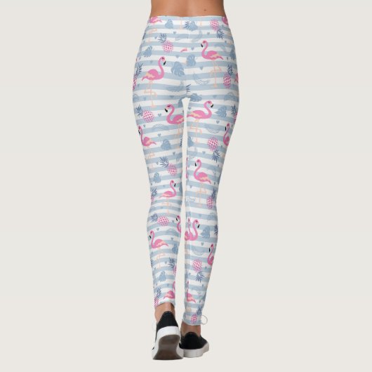 Whimsical Flamingo & Pineapple Pattern Leggings (Achterkant)