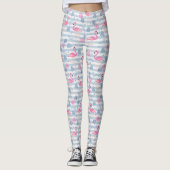 Whimsical Flamingo & Pineapple Pattern Leggings (Voorkant)