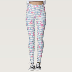 Whimsical Flamingo & Pineapple Pattern Leggings