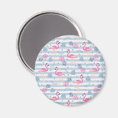 Whimsical Flamingo & Pineapple Pattern Magneet (Voorkant / Achterkant)