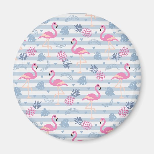 Whimsical Flamingo & Pineapple Pattern Magneet (Voorkant)