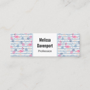 Whimsical Flamingo & Pineapple Pattern Mini Visitekaartje
