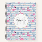 Whimsical Flamingo & Pineapple Pattern Monogram Notitieboek (Voorkant)