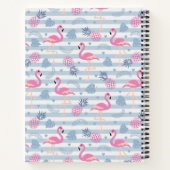 Whimsical Flamingo & Pineapple Pattern Monogram Notitieboek (Achterkant)