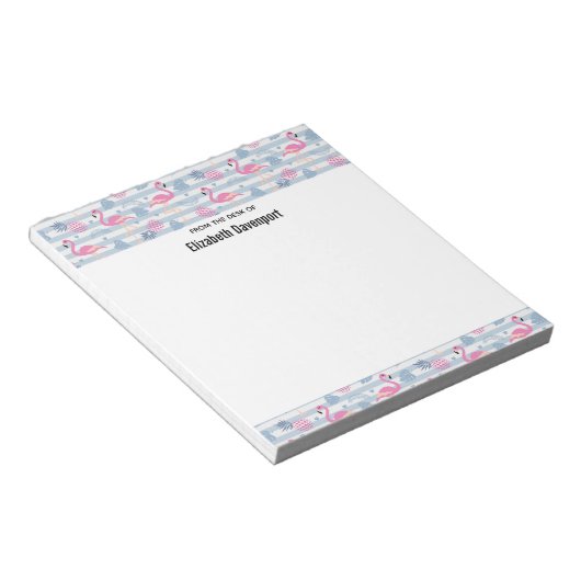 Whimsical Flamingo & Pineapple Pattern Notitieblok (Schuin)